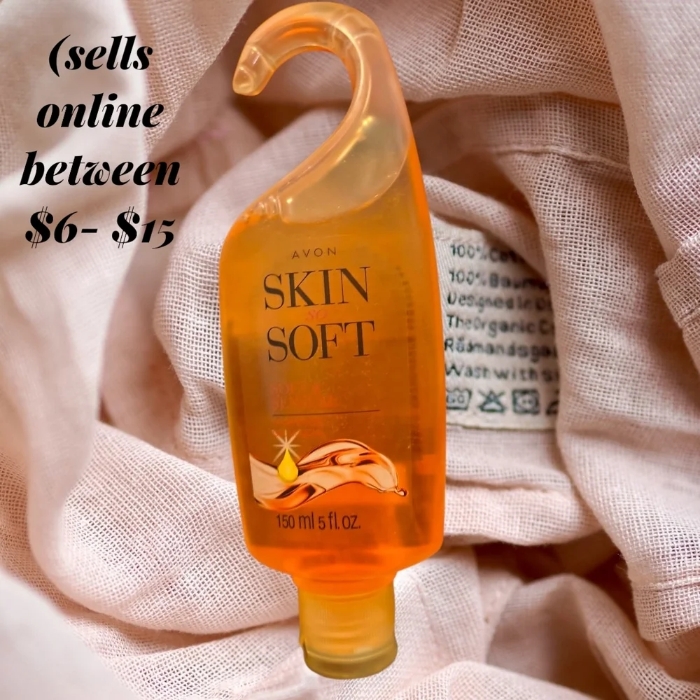 ⭐ TRADE⭐Avon Skin So Soft Orange Clear Bath Oil Bottle - Picture 2 of 3